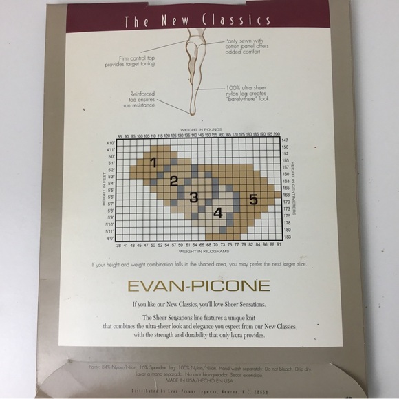 Vintage Evan Picone Control Top Sheer Pantyhose Espresso Brown Plus Size - Picture 4 of 6